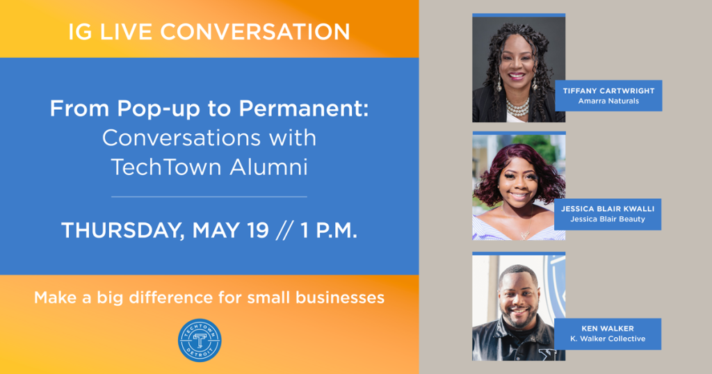 TechTown Spring Campaign graphic featuring conversations with alumni