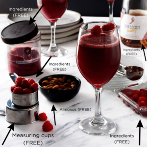 Detailed layout of props during a red wine drink photography photoshoot 