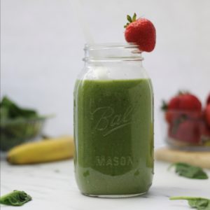 Raw image of green protein smoothie drink