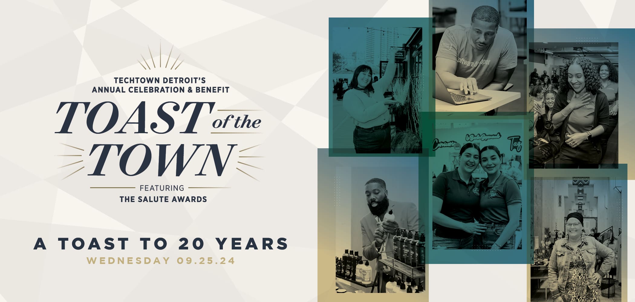 Web banner for 2024 Toast of the Town event at TechTown Detroit.