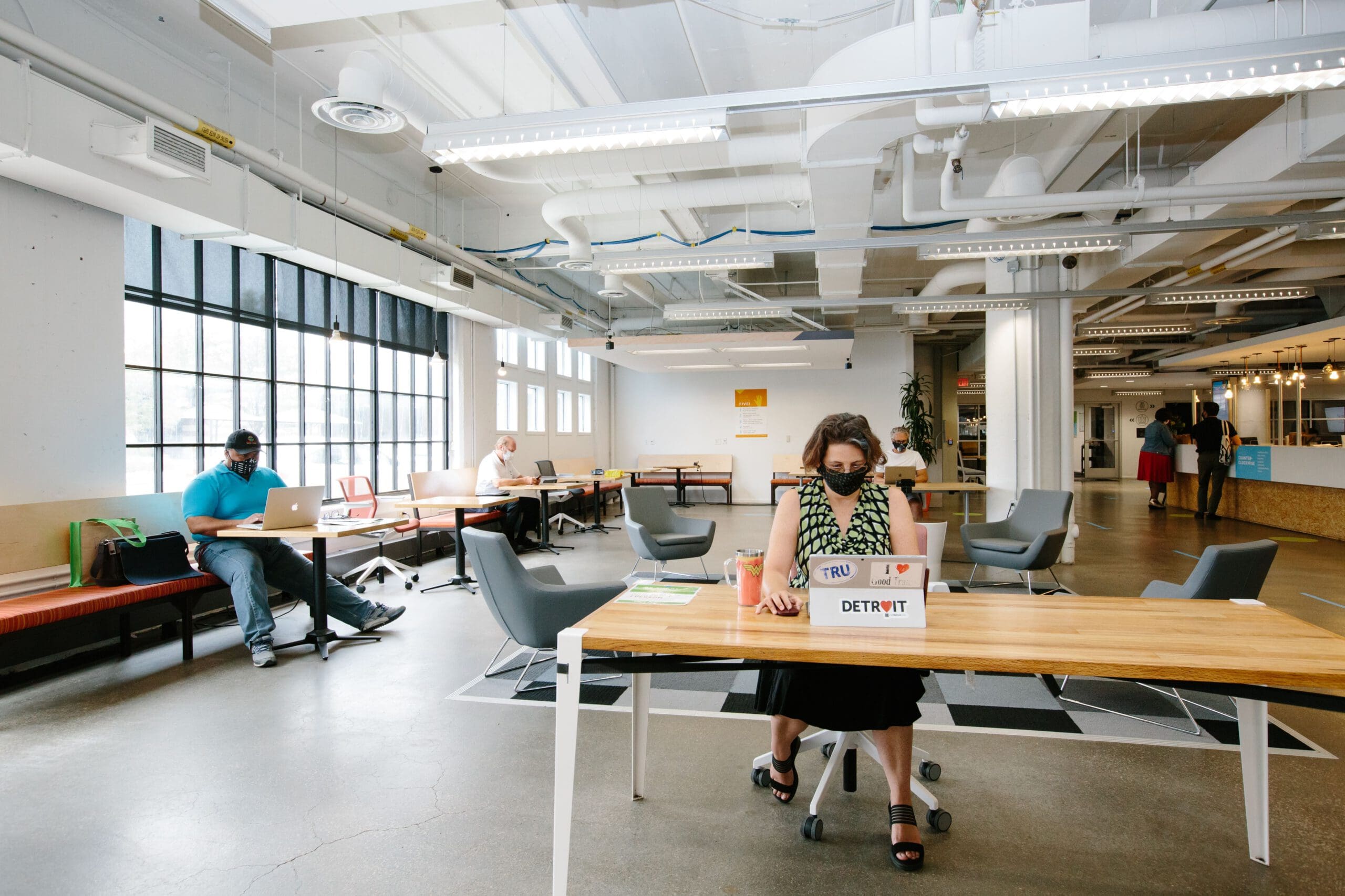 Coworking members working in TechTown space