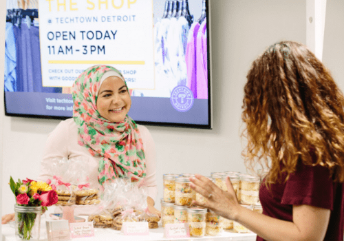 Amanda Saab participating in The SHOP at TechTown Detroit prior to joining the organization as staff member.